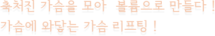 축처진 가슴을 모아 볼륨으로 만들다 ! 가슴에 와닿는 가슴 리프팅 !